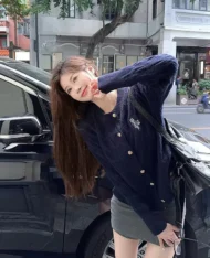 小熊刺繡麻花上衣外套 - Image 7