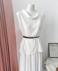 附贈腰帶！上衣+半長裙三件套裝Set - Image 10