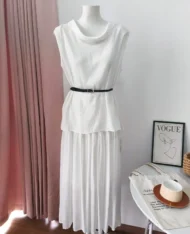 附贈腰帶！上衣+半長裙三件套裝Set - Image 9