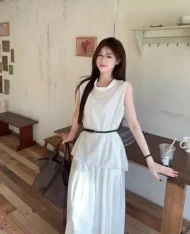 附贈腰帶！上衣+半長裙三件套裝Set - Image 2