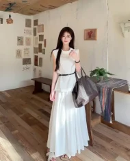 附贈腰帶！上衣+半長裙三件套裝Set