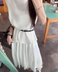 附贈腰帶！上衣+半長裙三件套裝Set - Image 4