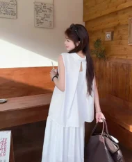 附贈腰帶！上衣+半長裙三件套裝Set - Image 5