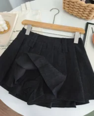 燈芯絨百褶迷你裙 (黑) - Image 7