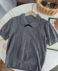 校園麻花蝴蝶結針織上衣 - Image 5