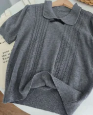 校園麻花蝴蝶結針織上衣 - Image 7