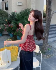 小碎花細肩娃娃上衣 - Image 2