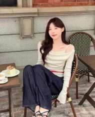 微心機露肩假兩件上衣 - Image 7