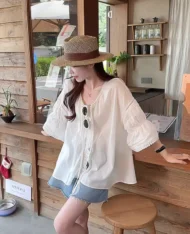 度假風寬袖蕾絲花邊上衣 - Image 8