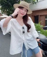 度假風寬袖蕾絲花邊上衣 - Image 6