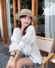 度假風寬袖蕾絲花邊上衣 - Image 3