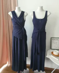 繫帶上衣+寬長褲兩件套Set - Image 6