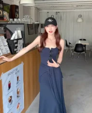 附送披肩!胸墊連身長裙 - Image 4