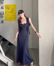 附送披肩!胸墊連身長裙 - Image 2