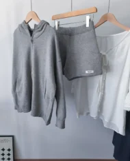 拉鏈連帽外套+短褲兩件套Set - Image 16