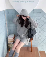 拉鏈連帽外套+短褲兩件套Set - Image 3