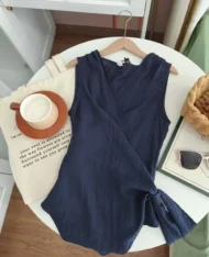 繫帶上衣+寬長褲兩件套Set - Image 11