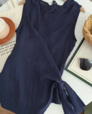 繫帶上衣+寬長褲兩件套Set - Image 12