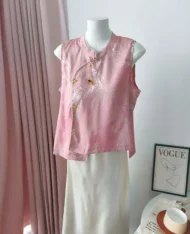 氣質粉中式暈染花紋上衣 - Image 12