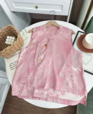 氣質粉中式暈染花紋上衣 - Image 17