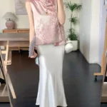 光澤質感緞面魚尾半長裙