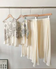 鬆緊高腰緞面半長裙 - Image 7