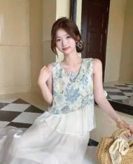 法式復古印花上衣 - Image 4