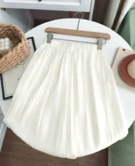 鬆緊高腰緞面半長裙 - Image 11