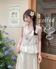 法式復古印花上衣 - Image 11