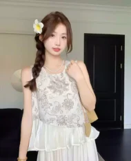 法式復古印花上衣 - Image 6