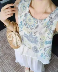 法式復古印花上衣 - Image 3