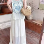 鬆緊高腰緞面半長裙