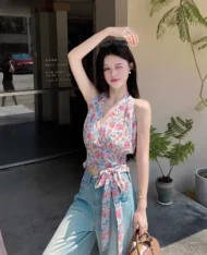 甜辣風碎花繫腰上衣 - Image 5