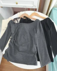 純欲繫帶斜露肩上衣 - Image 8