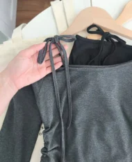 純欲繫帶斜露肩上衣 - Image 10