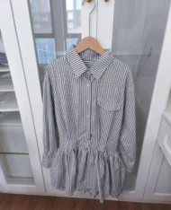 校園風條紋襯衫連身裙 - Image 12
