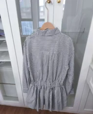 校園風條紋襯衫連身裙 - Image 13