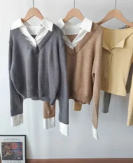 針織拼接假兩件上衣 - Image 11