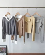 針織拼接假兩件上衣 - Image 10