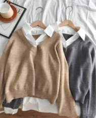 針織拼接假兩件上衣 - Image 14