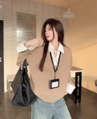 針織拼接假兩件上衣 - Image 3