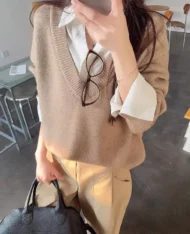 針織拼接假兩件上衣 - Image 2