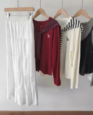 鬆緊高腰層次蛋糕半身裙 - Image 5