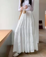 鬆緊高腰層次蛋糕半身裙