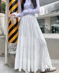 鬆緊高腰層次蛋糕半身裙 - Image 4