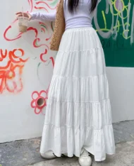 鬆緊高腰層次蛋糕半身裙 - Image 3