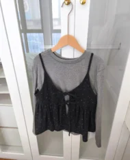 小碎花吊帶娃娃+長袖上衣兩件套Set - Image 16