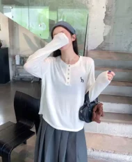 條紋披肩+長袖上衣兩件套set - Image 6