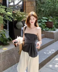 甜辣look！平口設計感上衣 - Image 6