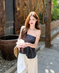 甜辣look！平口設計感上衣 - Image 2